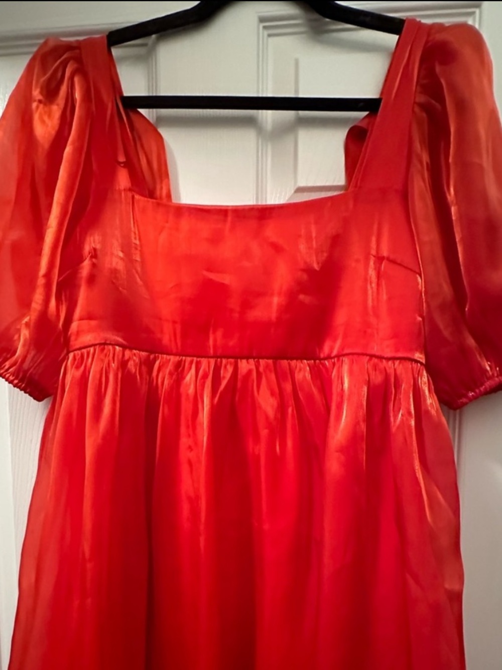 vestique Red Satin Mini Dress with Subtle Shine